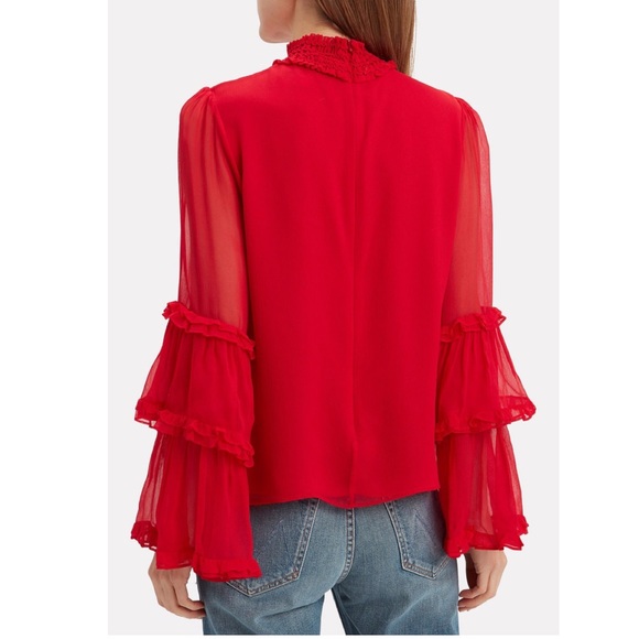 Alexis Hiro red mock neck silk long sleeve top NWOT - Picture 5 of 11